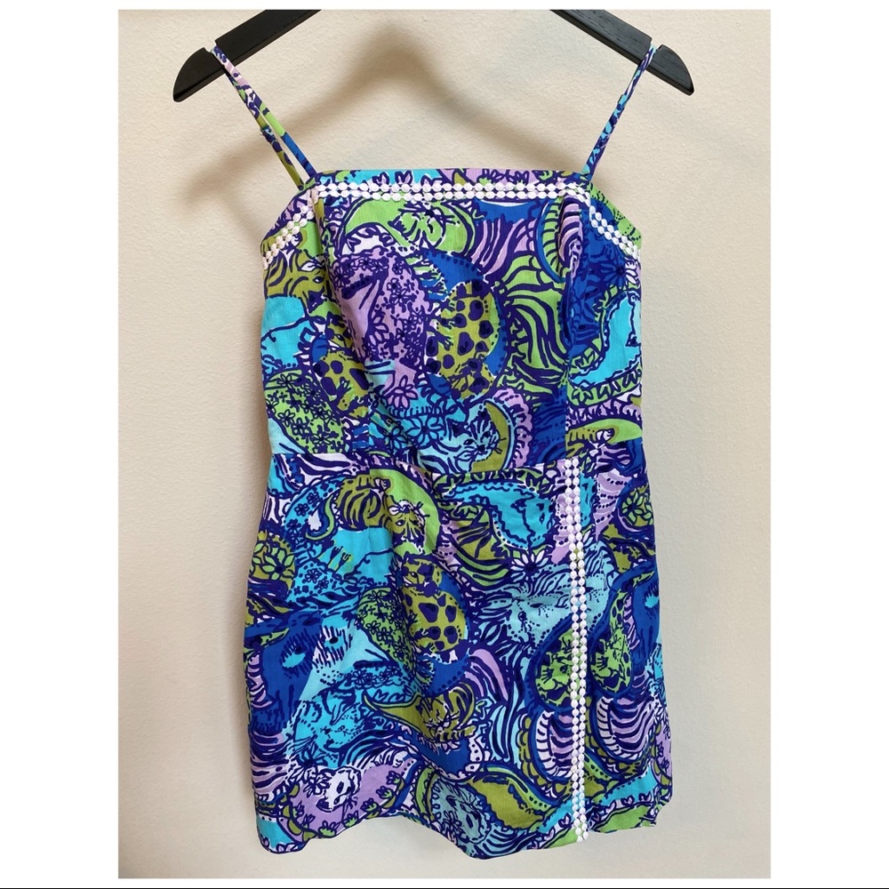Size 6 Lilly Pulitzer Jessie Romper Cattitude EUC